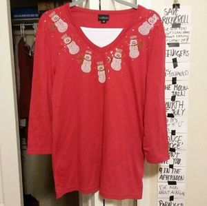 Red Snowman Blouse